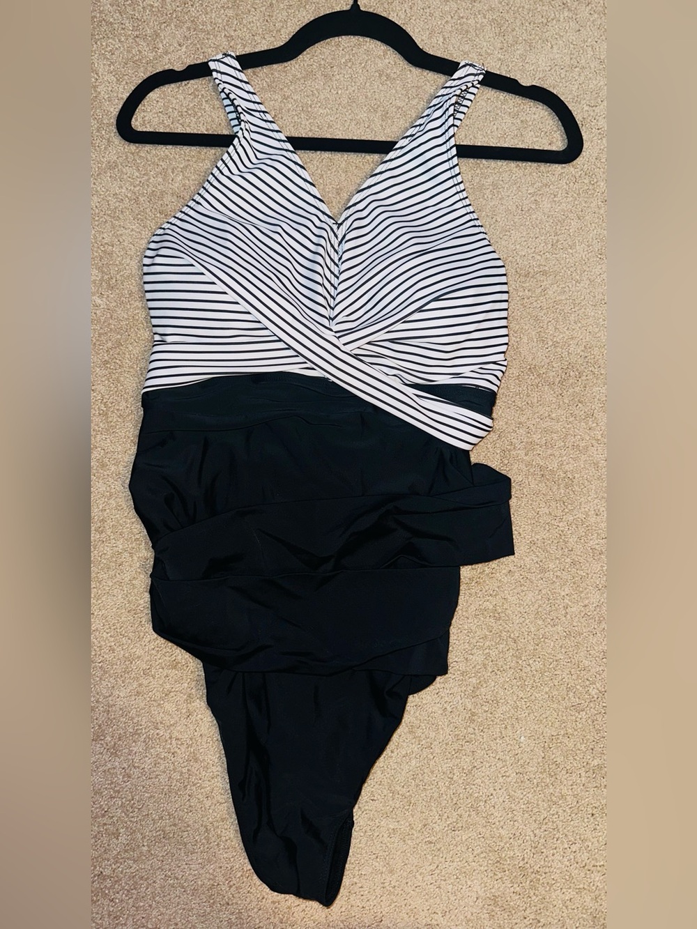 NEW In Package BloomChic Striped Wrap-Front One-Piece Swimsuit - Sz XL (14-16)